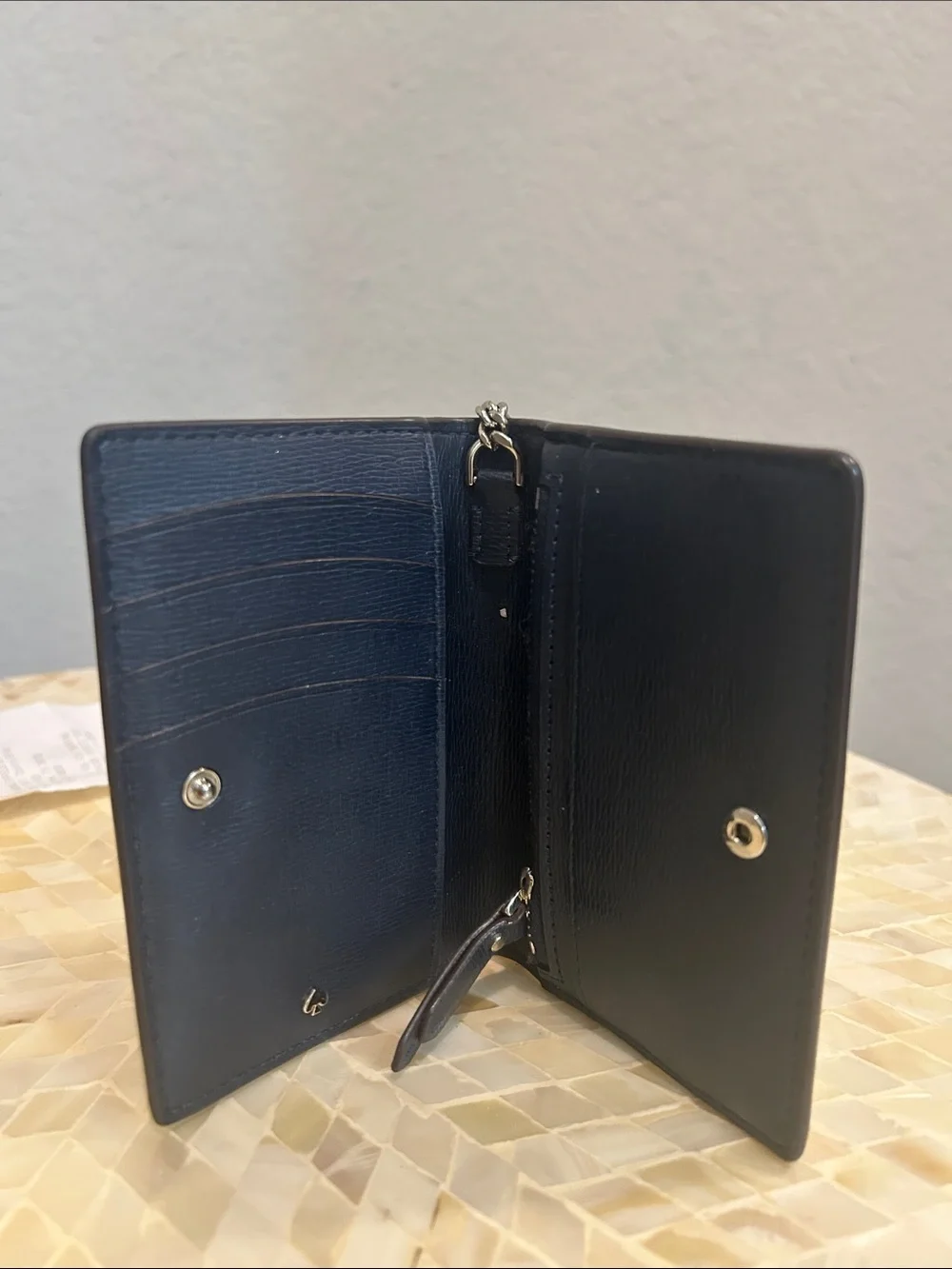 kate spade Gray Pebble Leather Bifold Wallet
